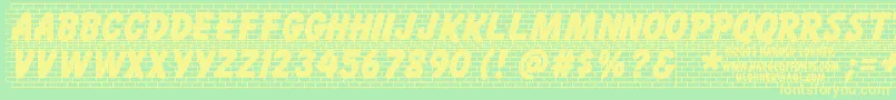 Bricklet Font – Yellow Fonts on Green Background