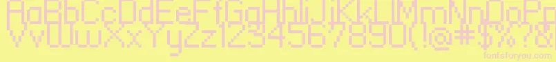 Standard0955-fontti – vaaleanpunaiset fontit keltaisella taustalla