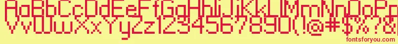 Standard0955-fontti – punaiset fontit keltaisella taustalla