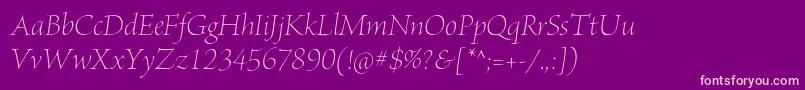 BriosoproLightposterit-fontti – vaaleanpunaiset fontit violetilla taustalla