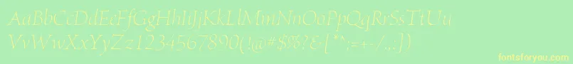 BriosoproLightposterit-fontti – keltaiset fontit vihreällä taustalla