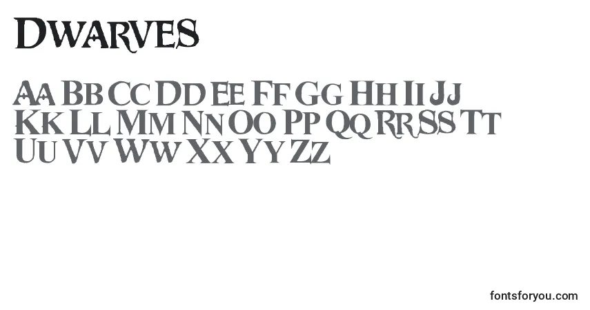 A fonte Dwarves – alfabeto, números, caracteres especiais
