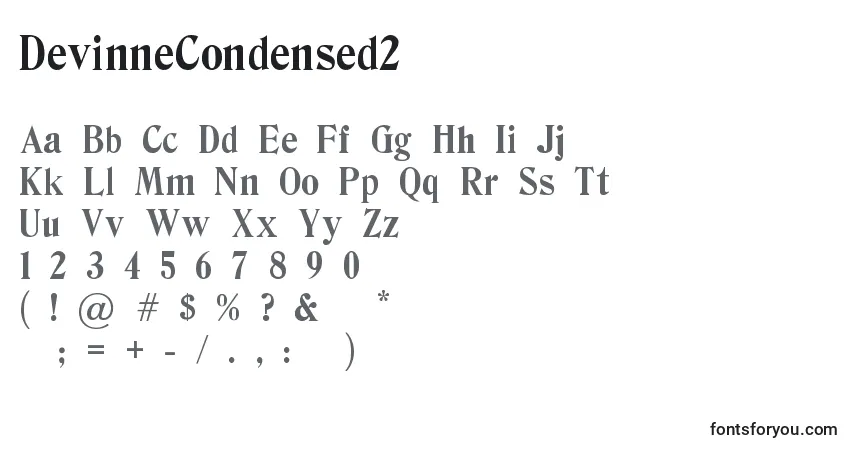 Czcionka DevinneCondensed2 – alfabet, cyfry, specjalne znaki
