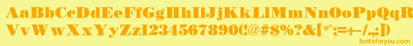 TetonBold-Schriftart – Orangefarbene Schriften auf gelbem Hintergrund