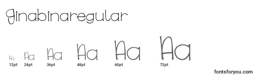 Размеры шрифта Ginabinaregular