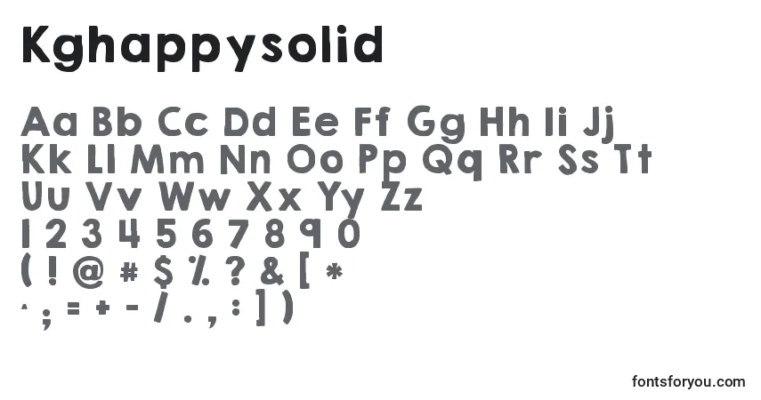 Czcionka Kghappysolid – alfabet, cyfry, specjalne znaki