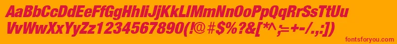 AcmoDisplaySsiItalic-Schriftart – Rote Schriften auf orangefarbenem Hintergrund
