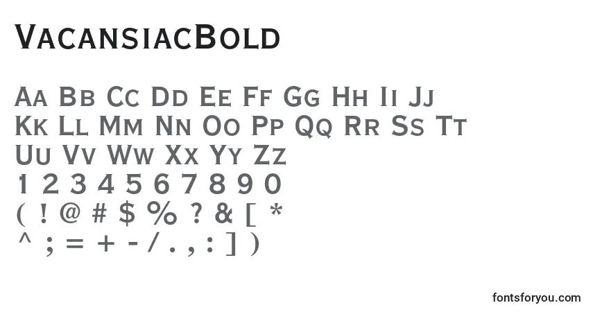 VacansiacBold-fontti – aakkoset, numerot, erikoismerkit