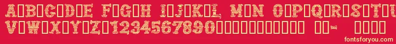 フォントCfmexicanapersonaluseRegul – 黄色の文字、赤い背景