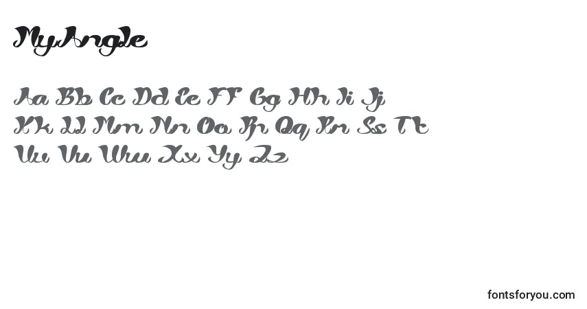 Schriftart MyAngle – Alphabet, Zahlen, spezielle Symbole