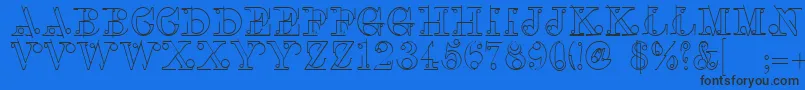 LinotypeclasconBold-Schriftart – Schwarze Schriften auf blauem Hintergrund