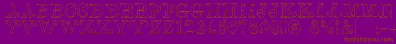 LinotypeclasconBold-Schriftart – Braune Schriften auf violettem Hintergrund