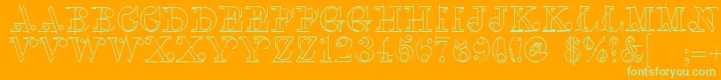 Шрифт LinotypeclasconBold – зелёные шрифты на оранжевом фоне