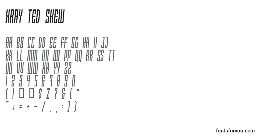 Шрифт Xray Ted Skew – алфавит, цифры, специальные символы