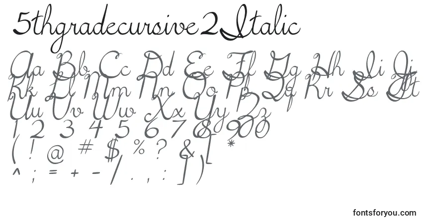 Czcionka 5thgradecursive2Italic – alfabet, cyfry, specjalne znaki