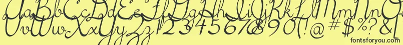 Шрифт 5thgradecursive2Italic – чёрные шрифты на жёлтом фоне