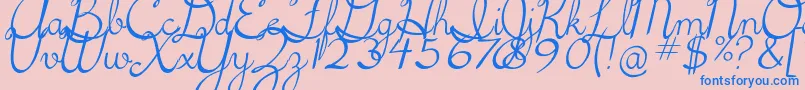 Police 5thgradecursive2Italic – polices bleues sur fond rose