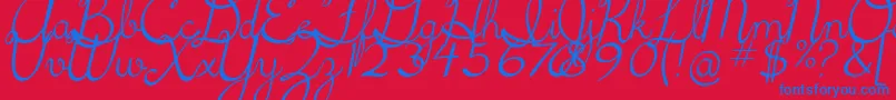 5thgradecursive2Italic Font – Blue Fonts on Red Background