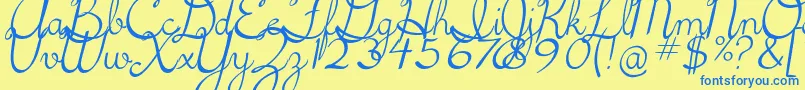 Шрифт 5thgradecursive2Italic – синие шрифты на жёлтом фоне