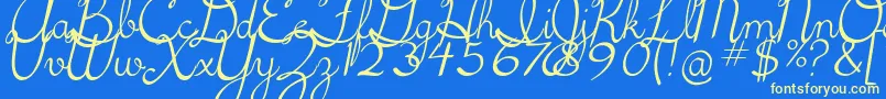 フォント5thgradecursive2Italic – 黄色の文字、青い背景