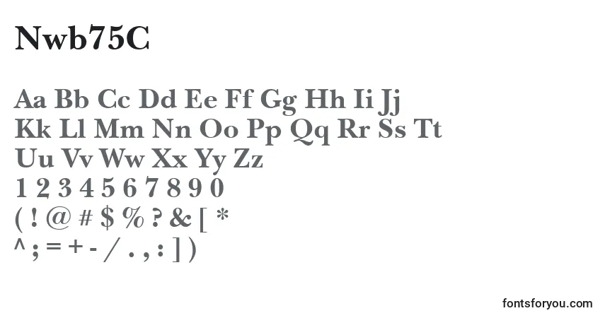 Schriftart Nwb75C – Alphabet, Zahlen, spezielle Symbole