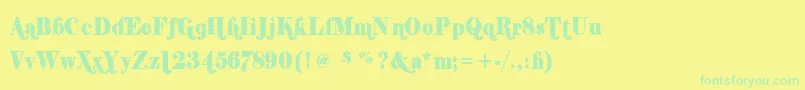 フォントShiftyChica2 – 黄色い背景に緑の文字