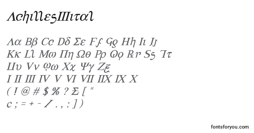 Fuente Achilles3ital - alfabeto, números, caracteres especiales