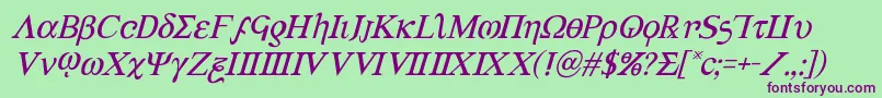 Achilles3ital Font – Purple Fonts on Green Background