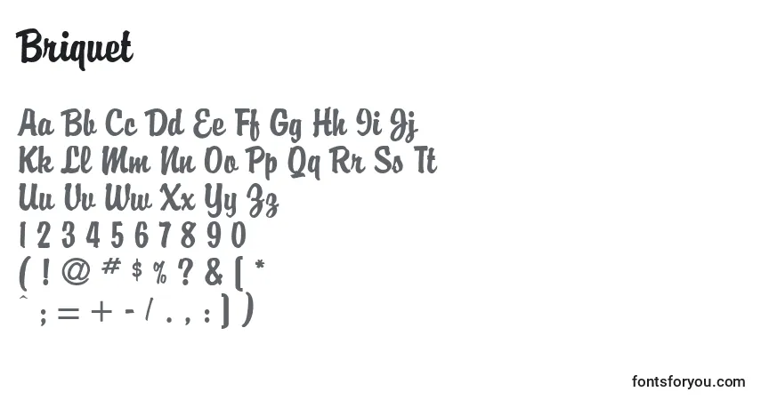 Шрифт Briquet – алфавит, цифры, специальные символы