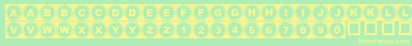 フォント4yeoout ffy – 黄色の文字が緑の背景にあります