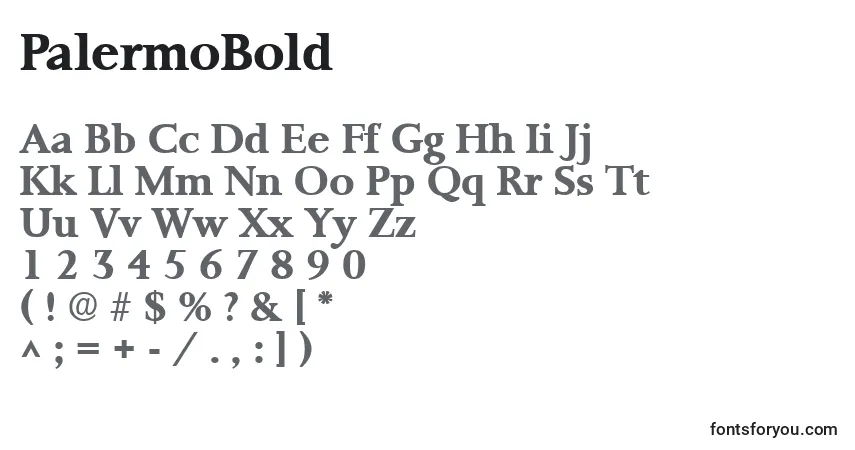 Czcionka PalermoBold – alfabet, cyfry, specjalne znaki