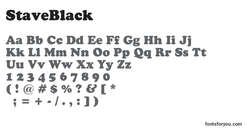 StaveBlack-fontti – aakkoset, numerot, erikoismerkit