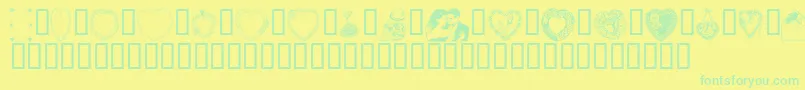 fuente ValentineDayNormal – Fuentes Verdes Sobre Fondo Amarillo