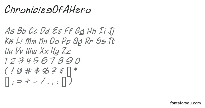 ChroniclesOfAHero Font – alphabet, numbers, special characters