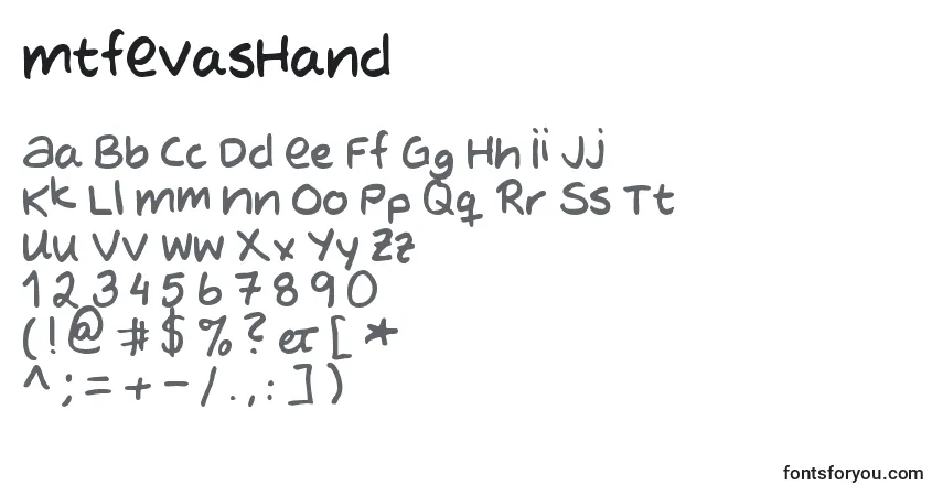 Schriftart MtfEvasHand – Alphabet, Zahlen, spezielle Symbole
