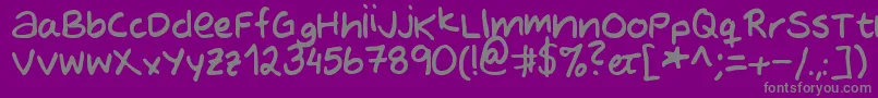 フォントMtfEvasHand – 紫の背景に灰色の文字