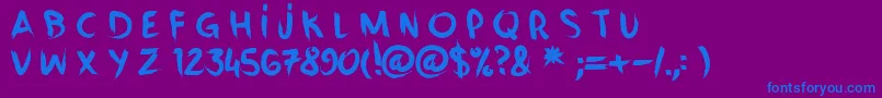 Weitere Informationen zur VanityCre-Schriftart VanityCre-Schriftart – Blaue Schriften auf violettem Hintergrund