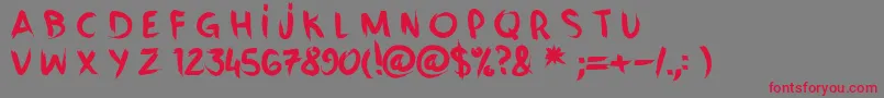 VanityCre Font – Red Fonts on Gray Background