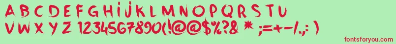VanityCre Font – Red Fonts on Green Background