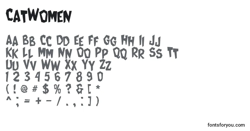 Czcionka CatWomen – alfabet, cyfry, specjalne znaki