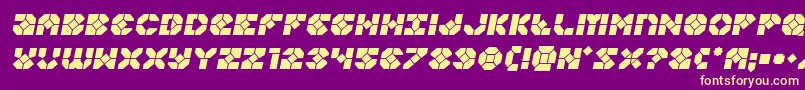 Zoomrunnersemital-Schriftart – Gelbe Schriften auf violettem Hintergrund