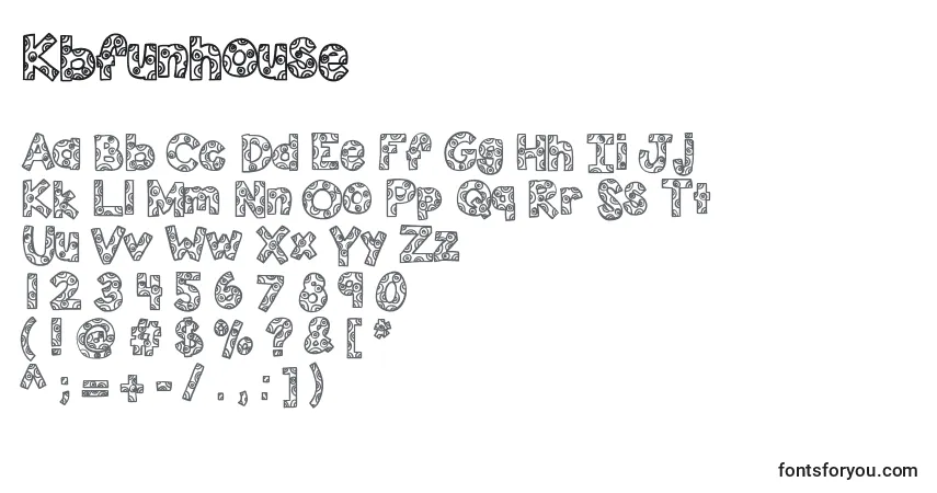 Schriftart Kbfunhouse – Alphabet, Zahlen, spezielle Symbole