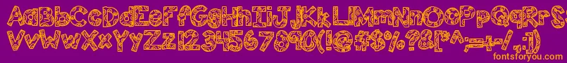 Kbfunhouse-Schriftart – Orangefarbene Schriften auf violettem Hintergrund