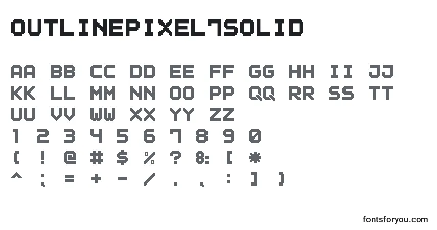 characters of outlinepixel7solid font, letter of outlinepixel7solid font, alphabet of  outlinepixel7solid font