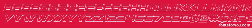 Montroc3Dital-Schriftart – Weiße Schriften auf rotem Hintergrund