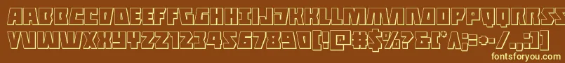 Halfshellhero3D-fontti – keltaiset fontit ruskealla taustalla