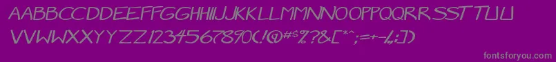 Saiba mais sobre a fonte MangaSpeak2StockyItalic Fonte MangaSpeak2StockyItalic – fontes cinzas em um fundo violeta