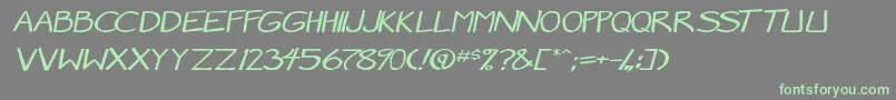 More about MangaSpeak2StockyItalic Font MangaSpeak2StockyItalic Font – Green Fonts on Gray Background