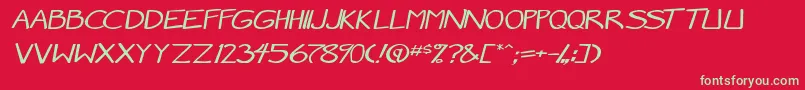 MangaSpeak2StockyItalic Font – Green Fonts on Red Background