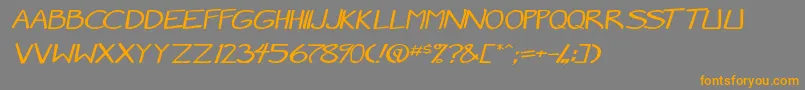 MangaSpeak2StockyItalic-Schriftart – Orangefarbene Schriften auf grauem Hintergrund